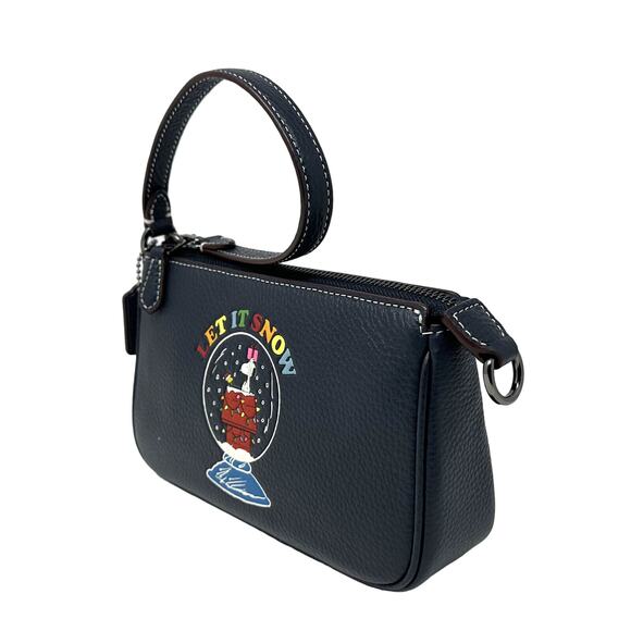 Coach X Peanuts Nolita 19 With Snoopy Let It Snow Motif Midnight Navy CE859 - Picture 7 of 9